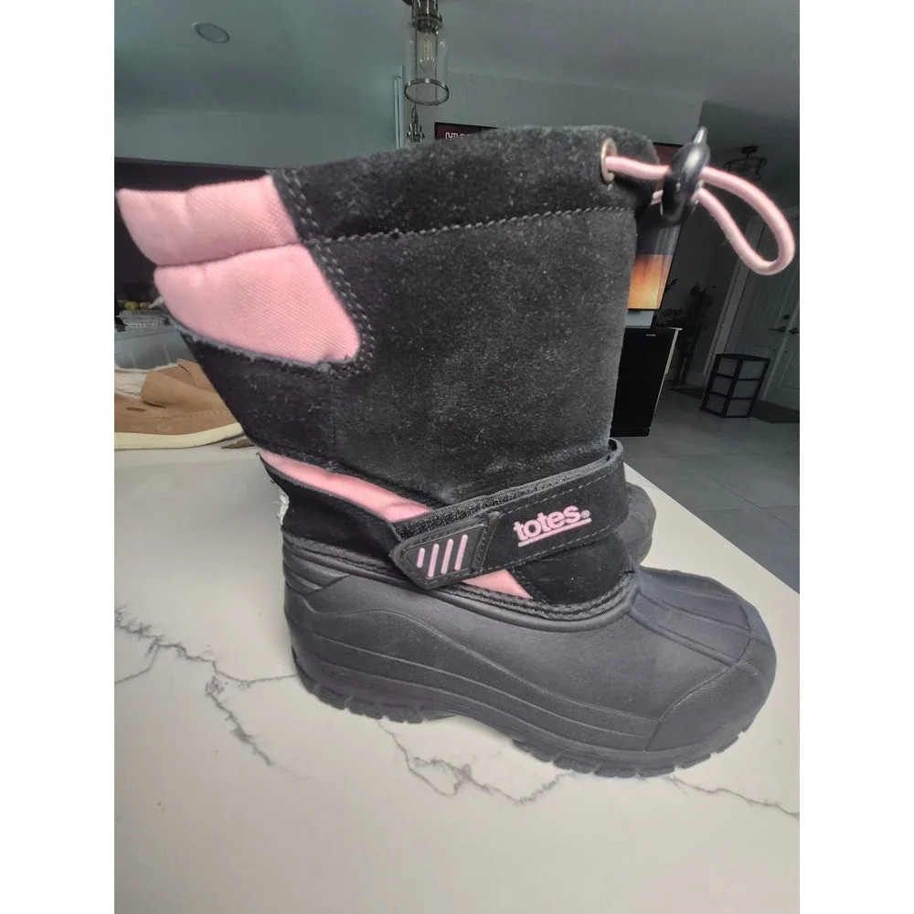 Totes Girls Pac Pink Winter Snow Boots Black Pink Size 3 Med Duck Boots 134679